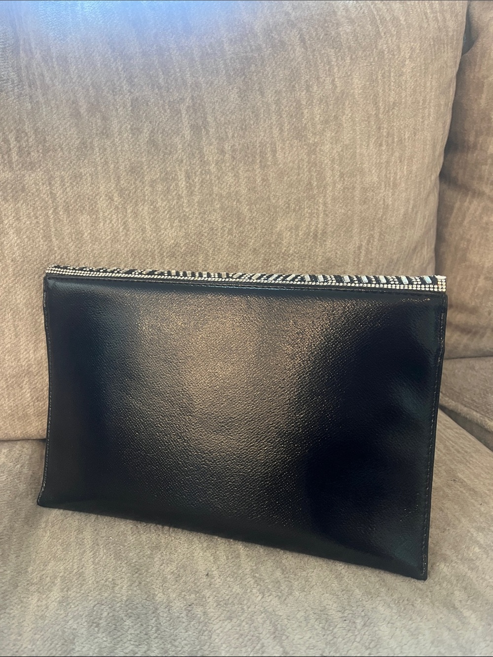Boutique Embellished Black Crystal Envelope Clutch - Picture 2 of 4